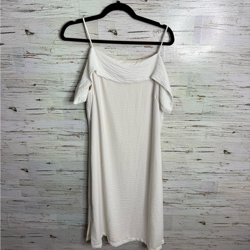 Anthropologie DRA Elegant White Off-Shoulder Dress size large
